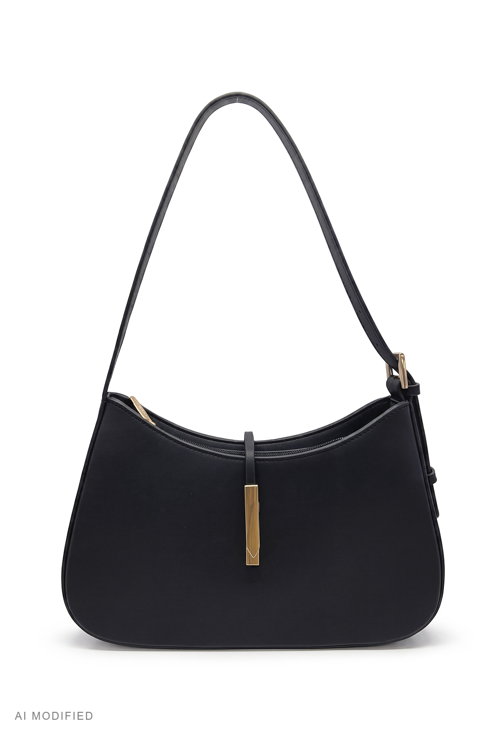 Vivisence T0046 Shoulder Bag Women's Baguette 100% Polyurethane Handbag, black