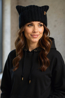 Vivisence Femme Bonnet Hiver Laine Merinos Doux Pour Protection Contre Le Froid, noir