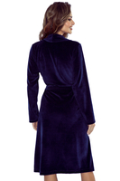 Vivisence Robe Cotton Belted Pockets Double-Sided Soft Cozy Daily Use 5022, navy blue