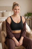 Vivisence Femme Soutien Gorge Sans Armatures Coton Respirant Confort Quotidien, noir