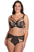 Vivisence Damen Bügel-BH Softcup Spitze Mit Dekobändern Verstellbare Träger Schleife Netz Cups Transparent Roségold Details Lingerie Vollschale Unterwäsche, schwarz