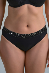 Vivisence High-Waisted Bikini Bottoms For Women Full Coverage Swimsuit Briefs Smooth And Stretchy Fabric Perfect For Beach Pool & Summer Vacations, black-silver