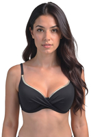 Vivisence Push Up Bikini Top With Molded Cups Decorative Trim And Side Support For Lift 3222, black-gold