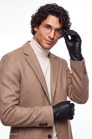 Vivisence gants homme cuir doublure laine, noir