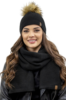 Vivisence Damen Schal Strick Warm Breit Weich Elegant Sportlich Winter 7041S, schwarz