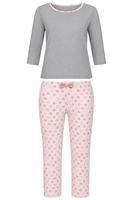 Vivisence Pyjama Femme Coton Doux Manches Trois Quarts Confort Nocturne, rose