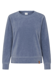 Vivisence Women's Velour Sweatshirt Long Sleeve Crew Neck Lounge Top Soft Cotton Casual Pullover Relaxed Fit Jumper Everyday Loungewear Cozy Sportswear 9005,