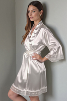 Vivisence Peignoir pour Femme Satin Noué à la Taille Confort pour Nuit 5032, écru