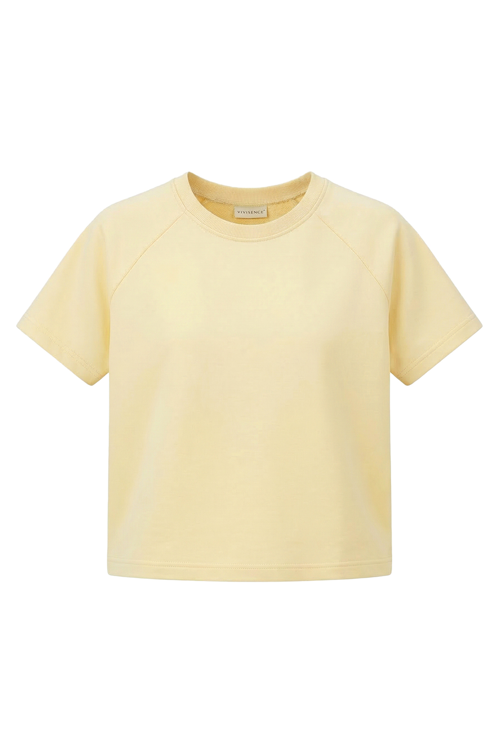 Vivisence T-Shirt Femme Manches Courtes Col Rond Confort Doux Quotidien, banane