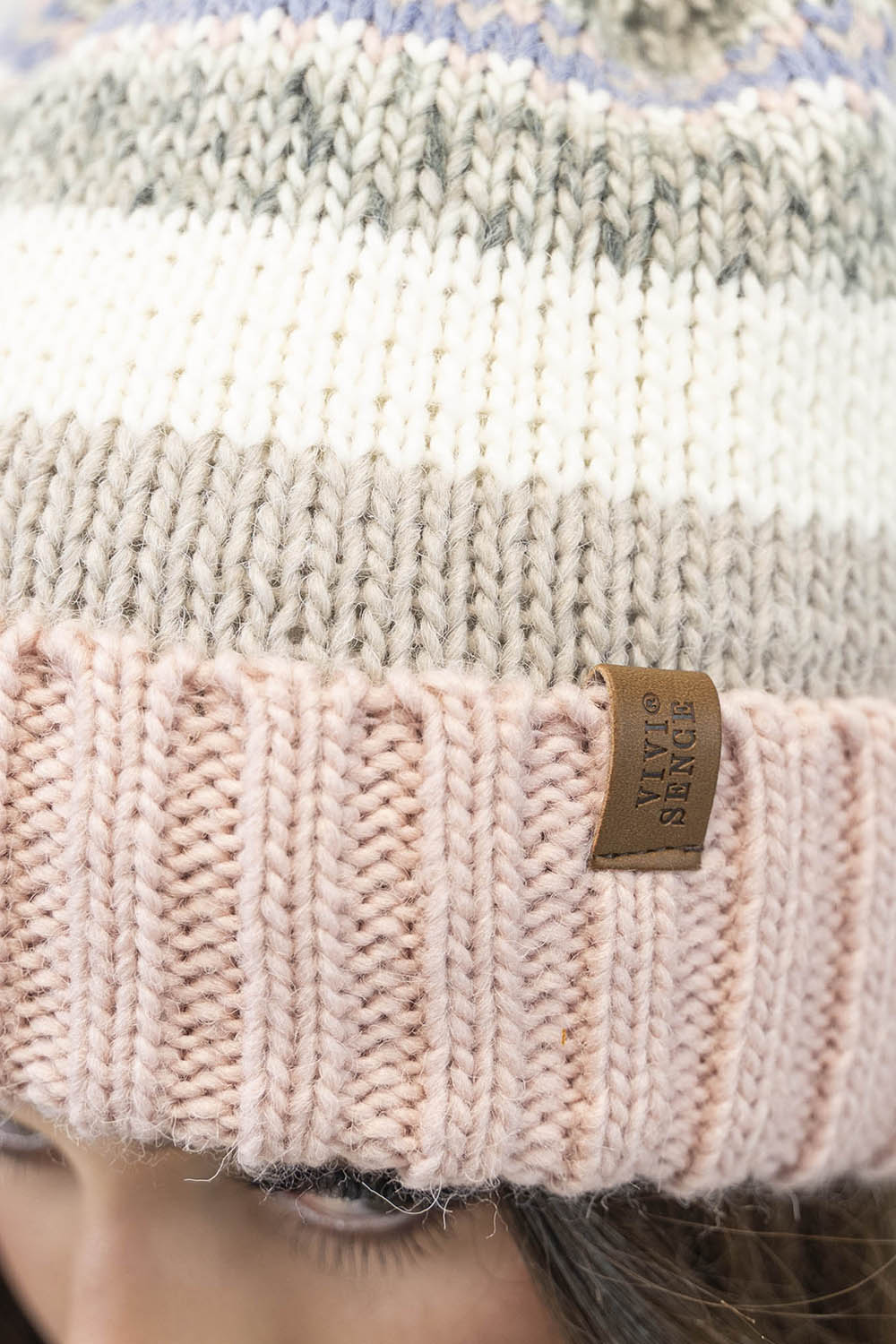 Vivisence Women's Pom Pom Hat Warm Yarn Antistatic Effect Winter Style 7099, Pink