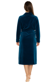 Vivisence Robe Cotton Belted Pockets Double-Sided Soft Cozy Daily Use 5022, dark turquoise