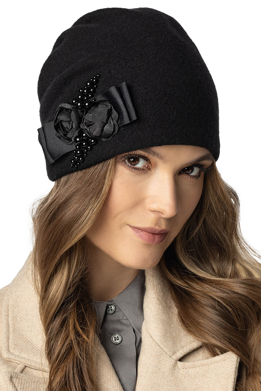 Vivisence Bonnet Femme Hiver En Laine Douillet Élégant Pour L’Automne 7080, noir