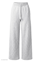 Vivisence Women Wide Leg Pants High Waist Adjustable Cuffs All Day Comfort, grey melange
