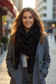 Vivisence Femme Écharpe Hiver Maille Douce Chaude Style Et Confort Quotidien, noir