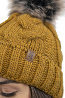 Vivisence Bonnet À Pompon Femme Chaud Et Doux Idéal Pour L’Hiver 7014, jaune foncé