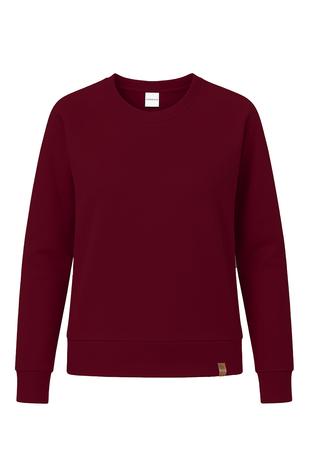Vivisence Women Crewneck Sweatshirt Soft Knit Pullover Everyday Comfort, maroon