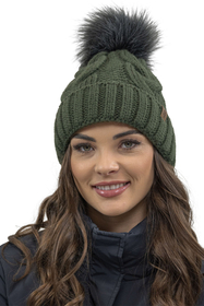 VIVISENCE Wintermütze mit Bommel Damen Warmes Ideal Für Kalte Wintertage 7014, grün