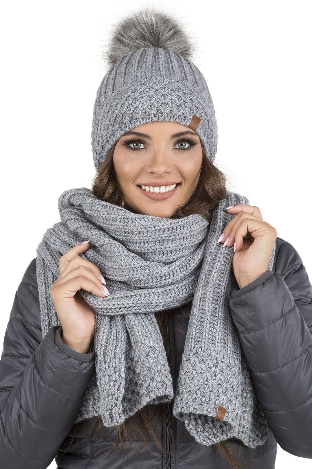 Vivisence Knitted Classic Scarf For Women Soft And Warm Everyday Look 7016S, light grey