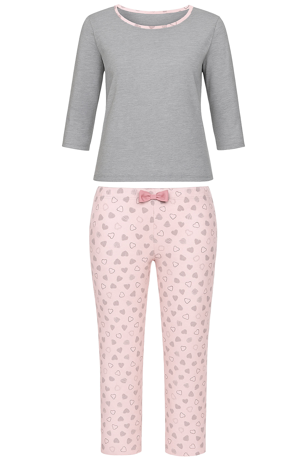 Vivisence Damen Schlafanzug Baumwolle Mit Dreiviertelarm Für Komfort, rosa