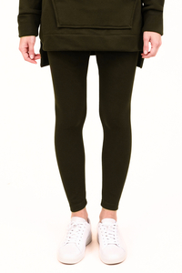 Vivisence Womens Leggings Ribbed Cotton Blend Elastic Waist All Day Comfort, Green