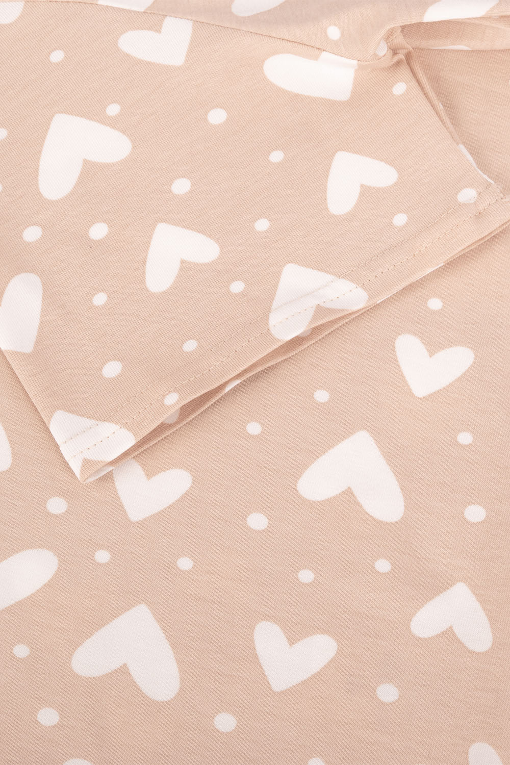 Vivisence Damen Pyjama Baumwolle Herzmuster Komfort Für Jede Nacht 2048, Hellbeige