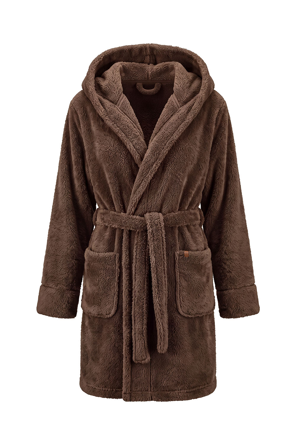 Vivisence Bathrobe Women Hooded Comfortable Everyday Cosy, brown