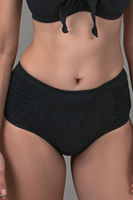 Vivisence Culotte De Bain Femme Taille Haute Fronces Confort Sculptant, noir-brillant