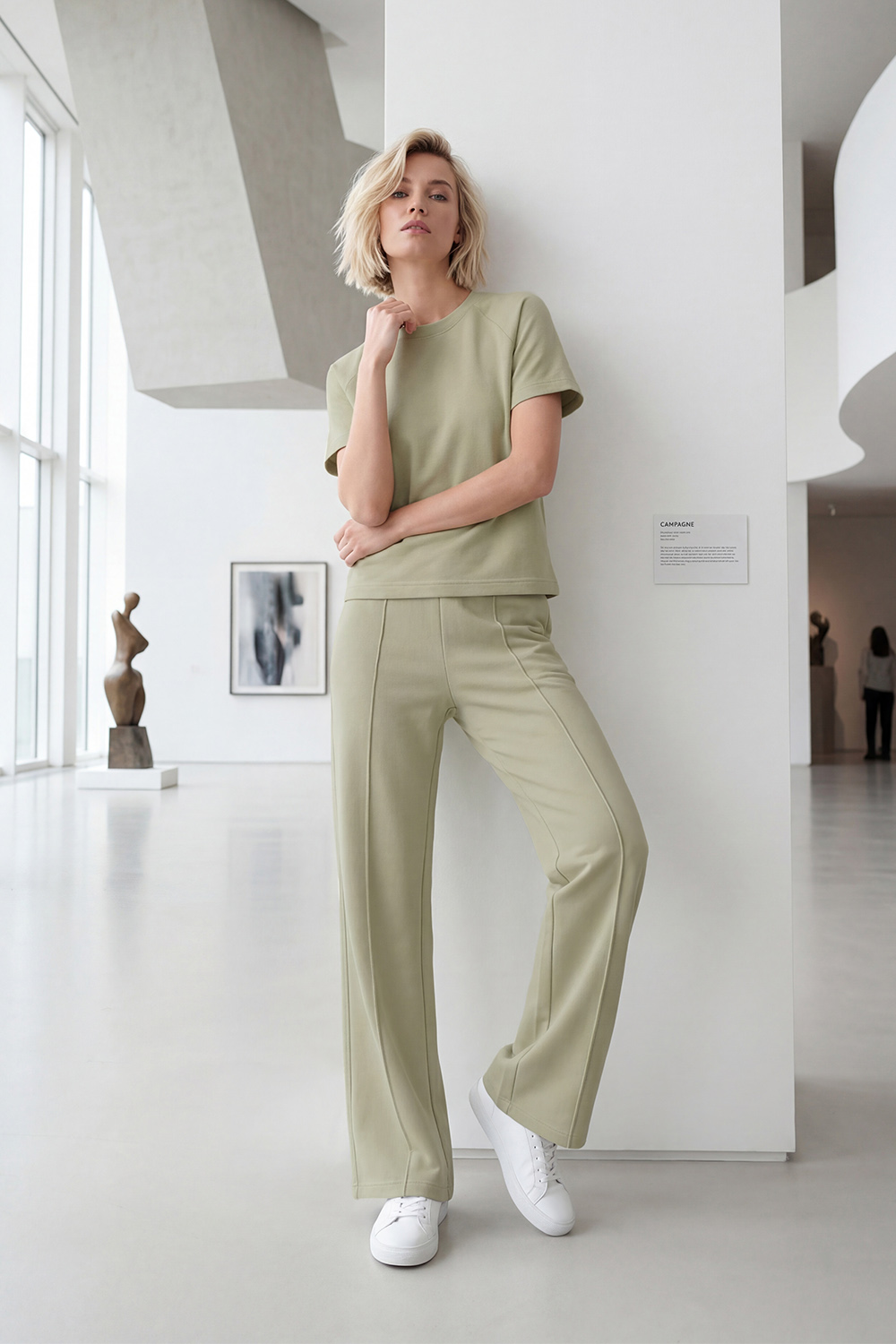Vivisence Femme Ensemble De Détente Maille Douce Et Élastique Confort Quotidien, olive