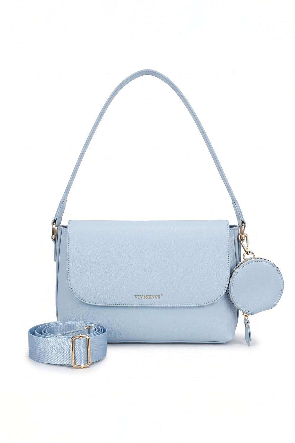 Vivisence Women Shoulder Bag With Pouch Zip Closure Adjustable Strap For Easy Carry, baby blue