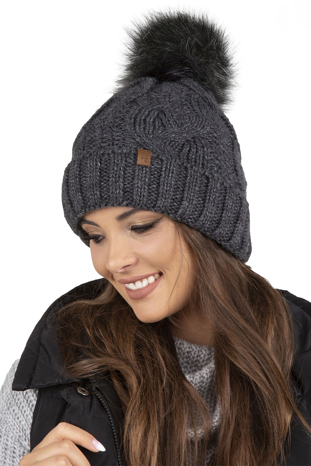 Vivisence Ensemble Hiver Chapeau Comin Gants Pour Confort Quotidien, gris foncé