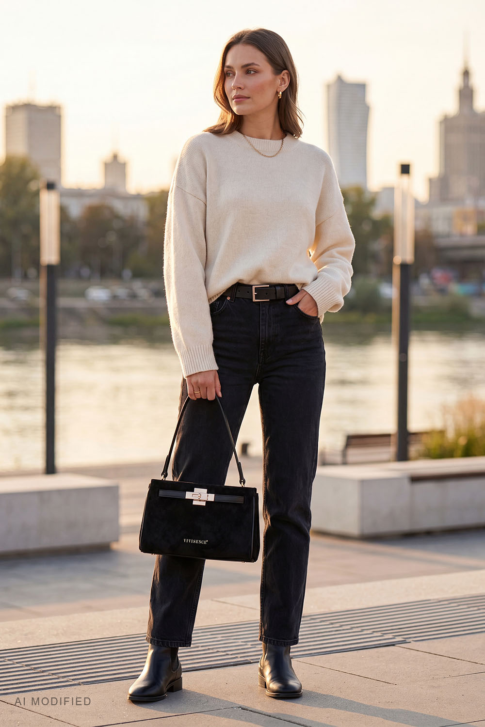 Vivisence Sac bandoulière femme en polyester, noir