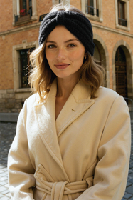 Vivisence Stirnband Damen Weiche Strick Optik Wärmt Ohren An Kalten Tagen, Schwarz