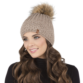 Vivisence Bonnet À Pompon Femme Chaud Et Confortable Pour Les Journées Froides 7016, beige