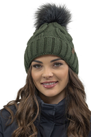 VIVISENCE Wintermütze mit Bommel Damen Warmes Ideal Für Kalte Wintertage 7014, grün
