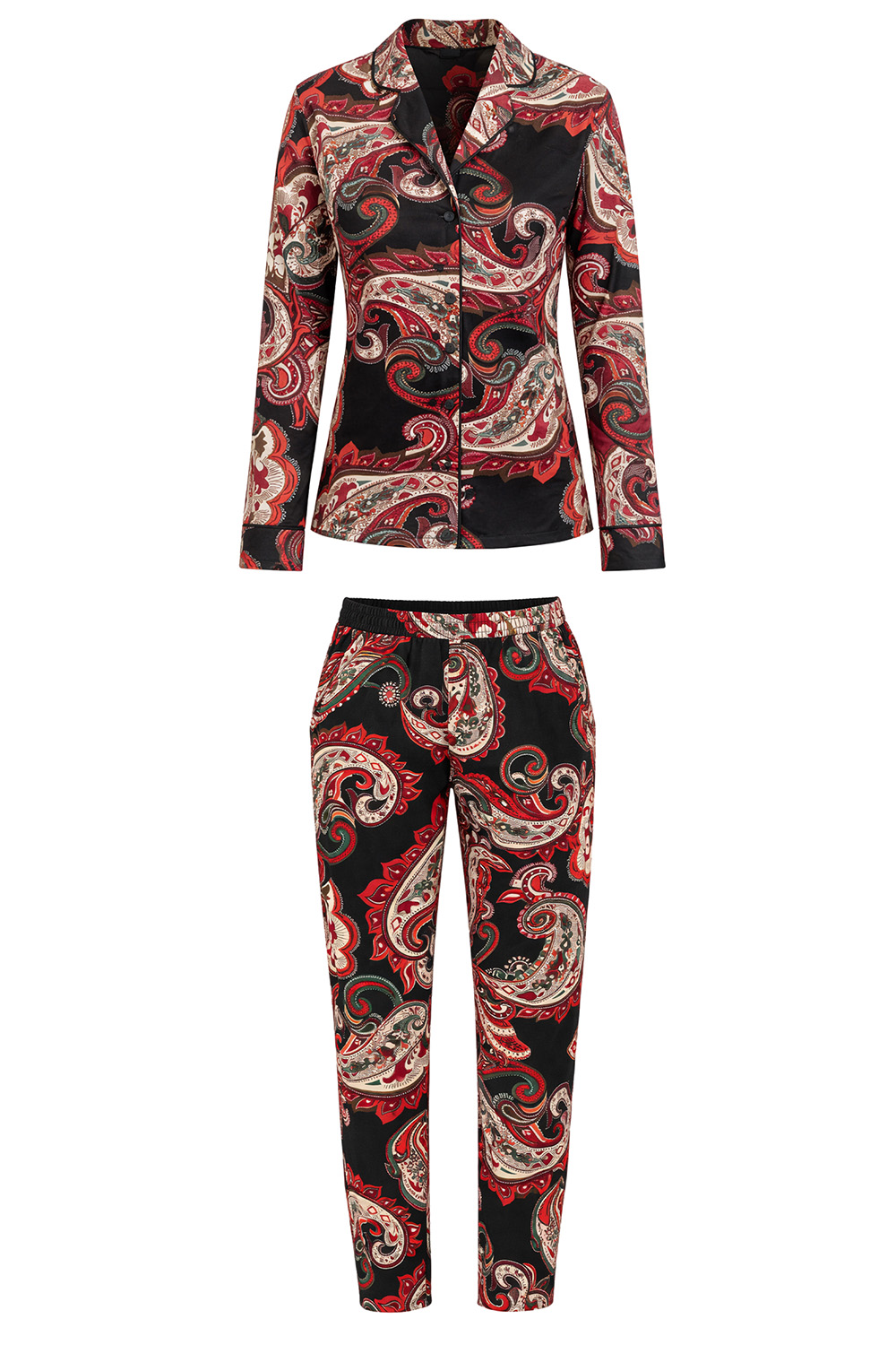 Vivisence Women Pajama Set Button Front V Neck Soft Viscose Comfort All Night, Black