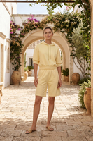 Vivisence Femme Short Coton Doux Respirant Taille Élastique Confort Quotidien, banane
