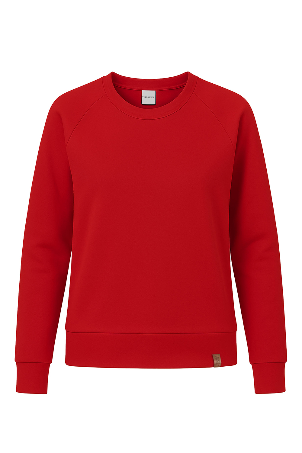 Vivisence Women Crewneck Sweatshirt Soft Knit Pullover Everyday Comfort, red