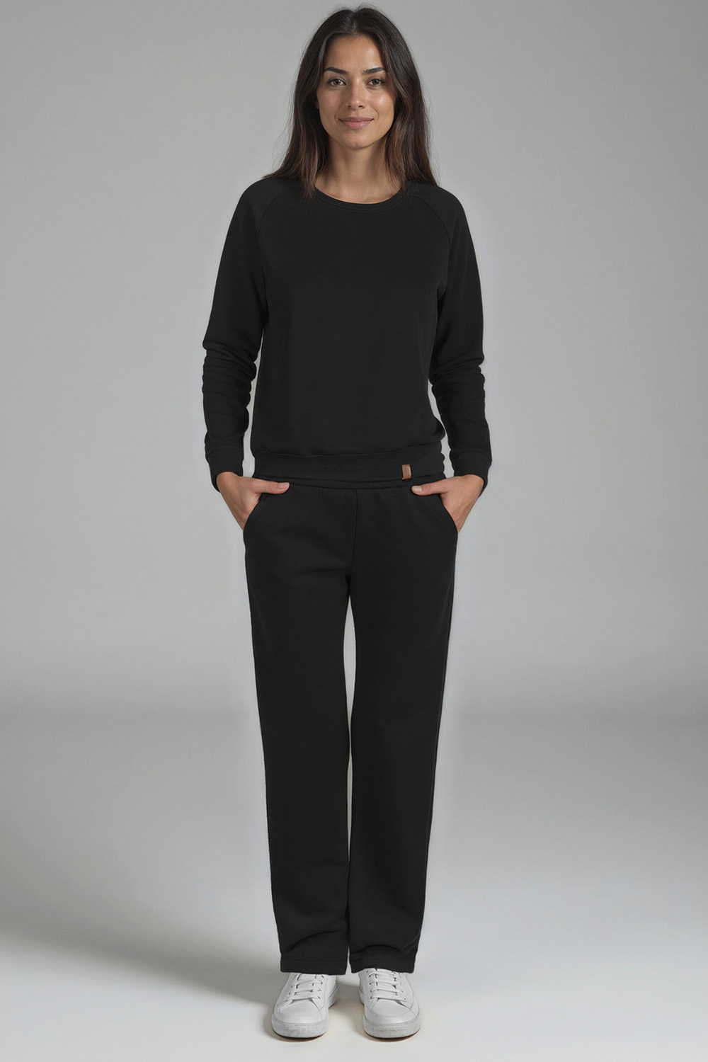 Vivisence Pantalon De Survêtement Femme Confortable Taille Élastique Jambes Larges Poches Latérales Tissu Doux Coton Mélangé Pour Sport Maison Balade Détente Quotidienne 9102,