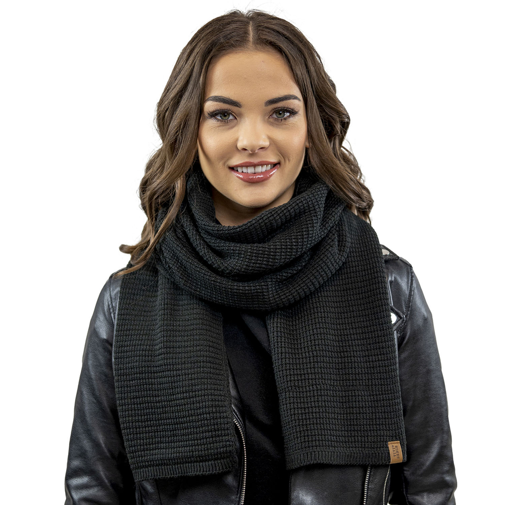 Vivisence Knitted Scarf For Women Wide Warm Soft Elegant Sporty Winter 7041S, black