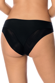 Vivisence Damen Slip Spitze Netz Schleife Klassisch Elegant Transparent 1041, beige-schwarz