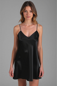 Vivisence Nachthemd Satin Verstellbare Träger Angenehm Anzufassen Der Stoff 2039, schwarz