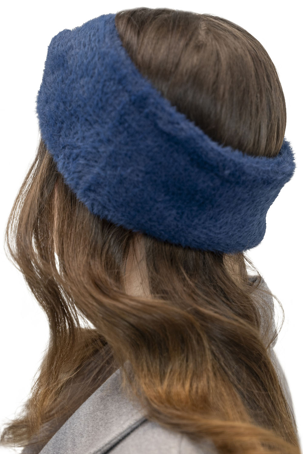 Vivisence Fluffy Lined Twisted Headband For Women Warm Autumn Winter 7093, dark blue