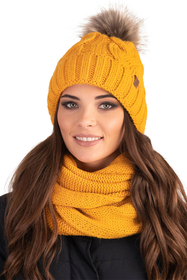 Vivisence Winter Hat With Pom Pom For Women Warm Ideal For Cold Days 7014, honey