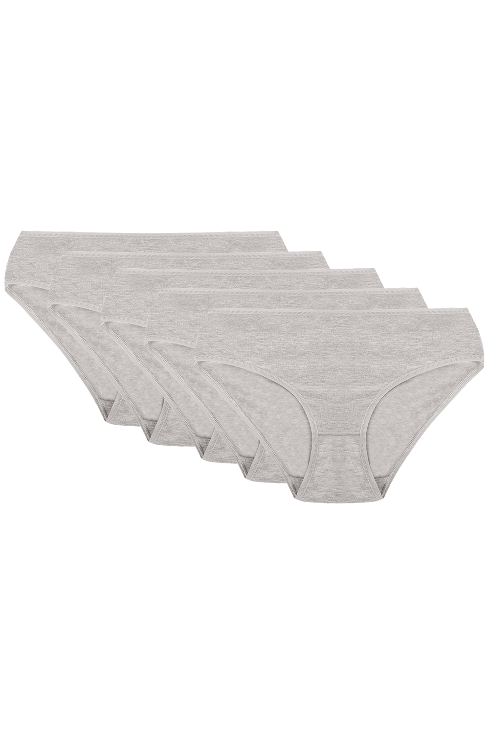 Vivisence Culotte Classique Slip pour Femme Lot de 5 Figi 4016, bande gris : gris 5-pack
