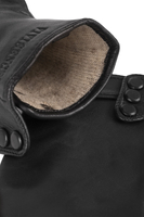 Vivisence Women Winter Leather Gloves Wool Lined With Buttons Cozy Warmth, Black