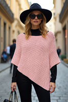 Vivisence Femme Poncho Maille Asymétrique Douceur Et Liberté De Mouvement, rose