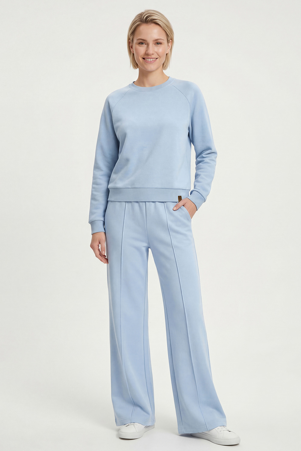 Vivisence Femme Sweat Col Rond Maille Douce Confort Toute La Journée, bleu ciel