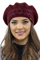Vivisence Béret Femme Automne Hiver En Laine Avec Style Élégant Et Chaud 7050, bordeaux