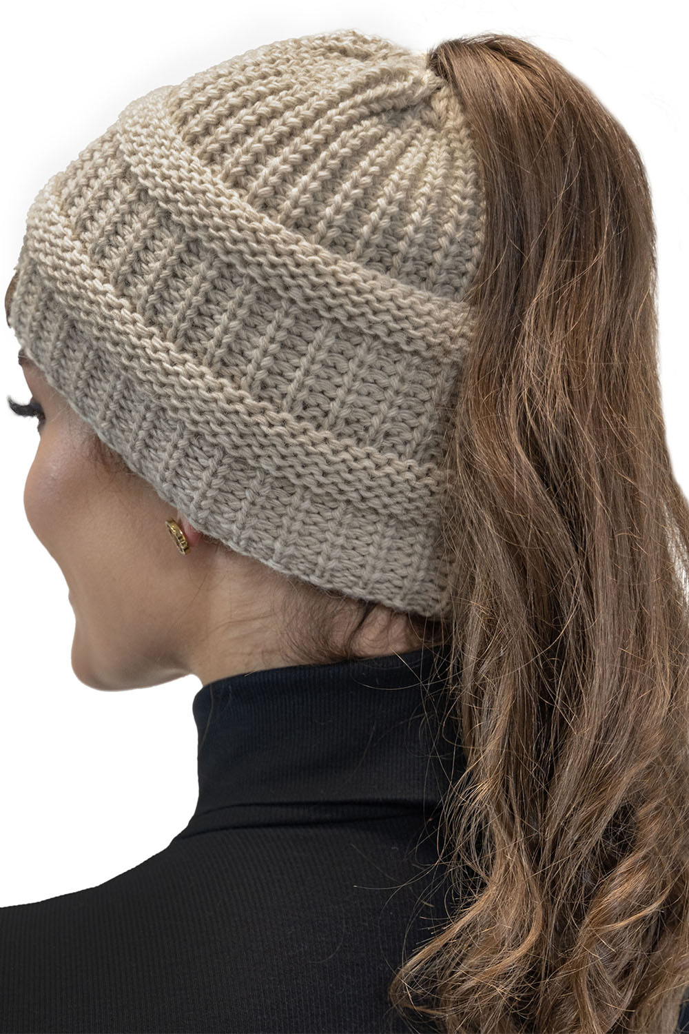 Vivisence Bonnet Femme Avec Tresse Doublé Doux Bande Élastique Pour L’Hiver 7075, beige