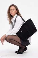 Vivisence sac porté épaule polyester shopper spacieux femme, noir